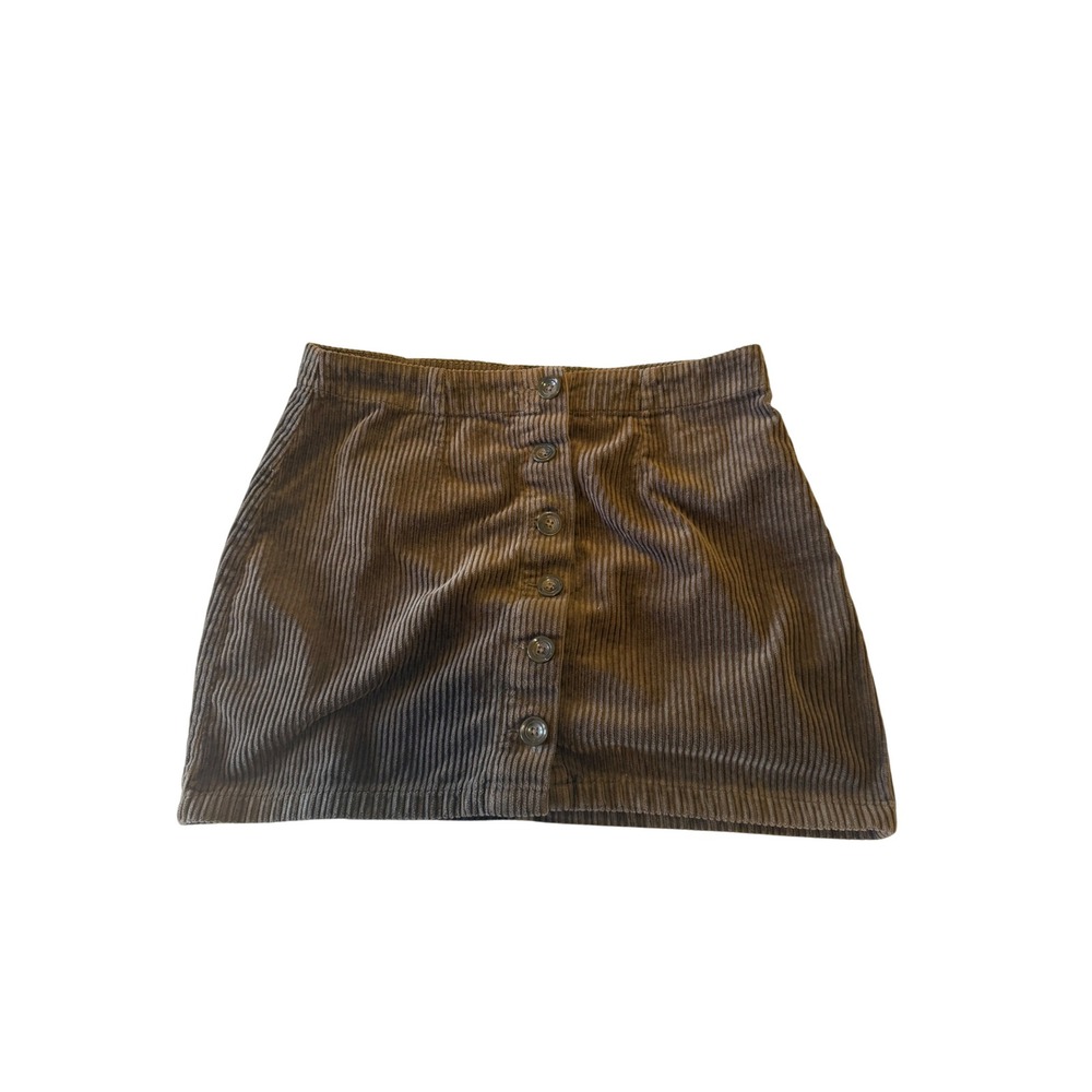 Forever 21 Brown Corduroy Button Front Mini Skirt Size L